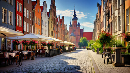 Stunning Capture of the Picturesque and Historical Gdansk Old Town with its Traditional Polish...