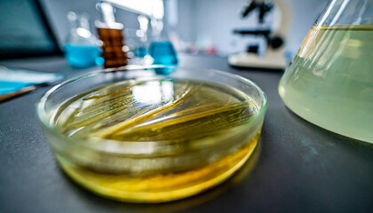 A microscopic closeup of an agar media in the laboratory