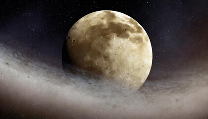 Naklejka premium Panoramic view of the moon out in the space