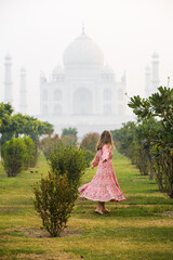 Woman at Taj Mahal - 744745479