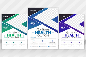 Corporate healthcare and medical flyer design layout template - obrazy, fototapety, plakaty