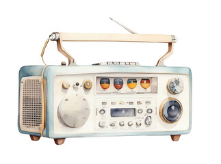 Fototapeta premium Vintage radio, watercolor style