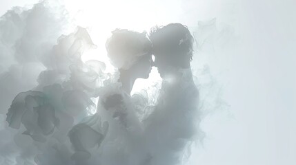 whispers of heaven: couples in a cloud of love and serenit - obrazy, fototapety, plakaty