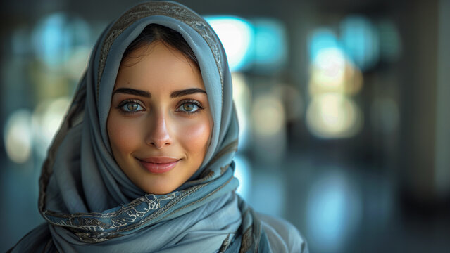 a portrait of a beautiful woman of the Muslim faith