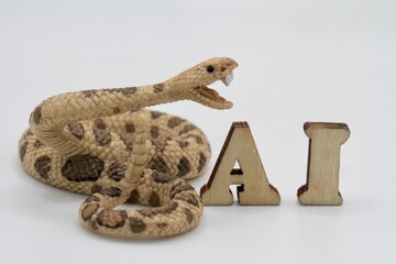 a.i. danger concept with a snake and the letters a and i