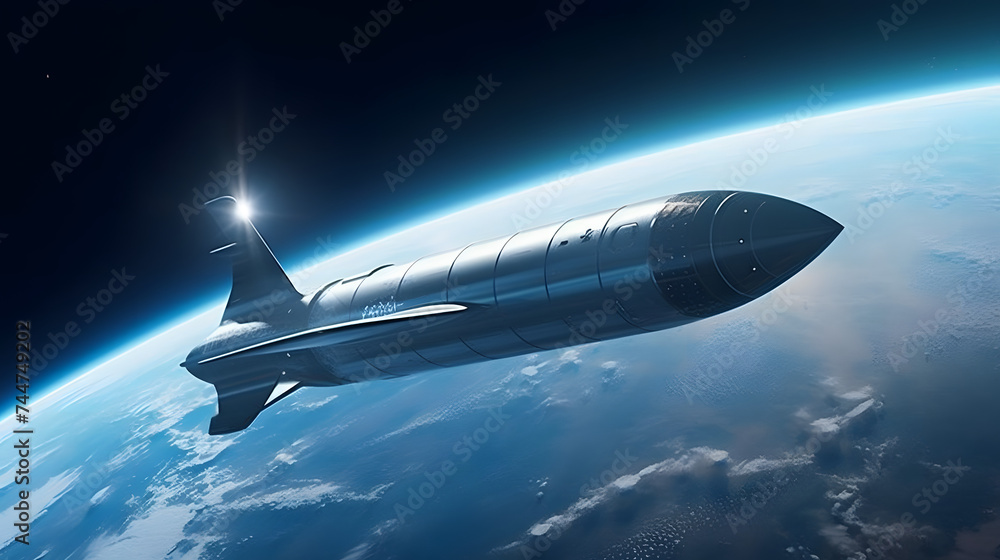 Poster the rocket is floating off in space