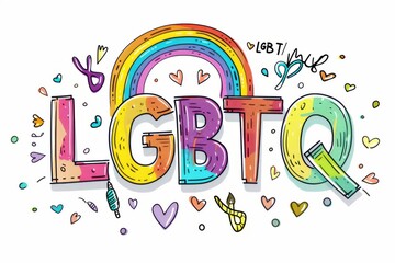 Fototapeta premium LGBTQ Pride follower. Rainbow lemon meringue colorful sensational diversity Flag. Gradient motley colored line art LGBT rights parade festival lgbtq+ social groups diverse gender illustration
