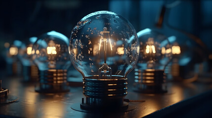  with light bulbs that are lit on top of it - obrazy, fototapety, plakaty
