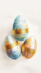 Artistic Easter Eggs Adorned with Gold Foil and Geometric Patterns.