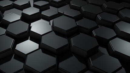 Luxurious Black Gemstone Hexagon Grid Background.