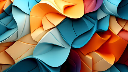 Obraz premium Abstract geometric block wall in warm and cold contrasting colors, abstract geometric background