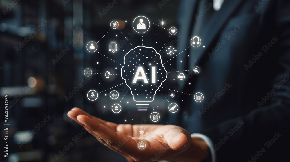 Aufkleber business visionary utilizing ai tools for artificial intelligence, analytics, automation, and autono
