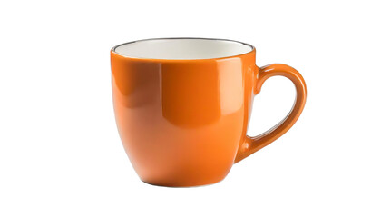Orange coffee cup isolated on transparent background.