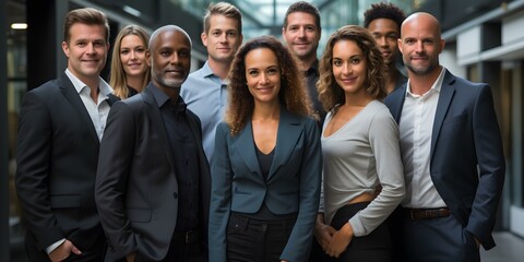 A natural shot capturing a diverse group of colleagues posing together. Concept Corporate Photoshoot, Diverse Colleagues, Candid Poses, Team Bonding