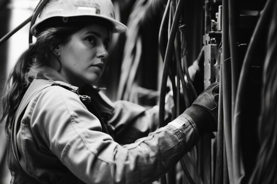 Celebrating labor day: powerful black and white image capturing the versatility of woman at work, showcasing their strength, dedication, and contributions across diverse professions and industries
