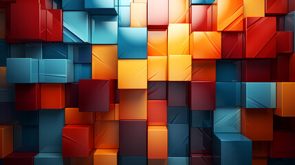 Geometric blocks wall, abstract geometric background