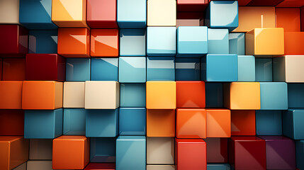 Geometric blocks wall, abstract geometric background