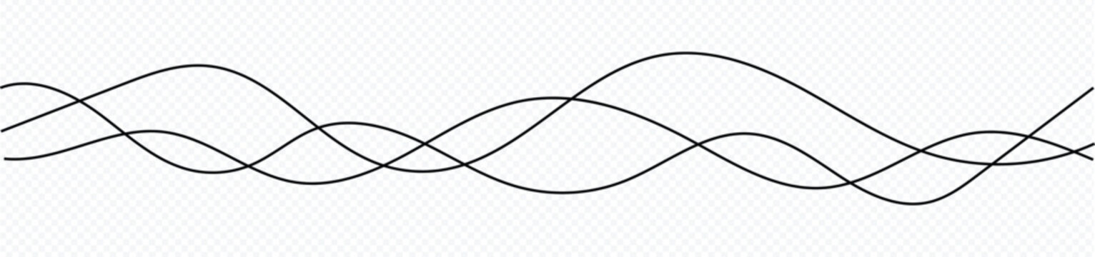 Thin line wavy background. Vector illustration isolated on transparent background