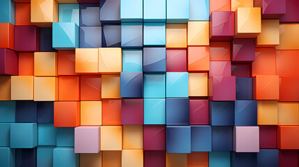 Geometric blocks wall, abstract geometric background