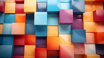 Geometric blocks wall, abstract geometric background