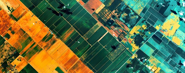 Satellite imagery analysis for crop health global view on local farming precision from space - obrazy, fototapety, plakaty