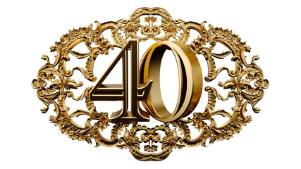 golden number forty in the center of Decorative golden vintage frames,