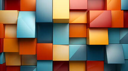 Geometric blocks wall, abstract geometric background