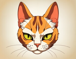 orange and white head cat exudes charm and charisma, cartoon