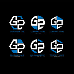 GZ letter logo set design.GZ monogram polygonal and circle shape vector. GZ unique design.

