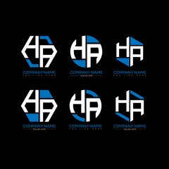 Obraz premium HA letter logo set design.HA monogram polygonal and circle shape vector. HA unique design. 