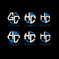 Obraz premium GC letter logo set design.GC monogram polygonal and circle shape vector. GC unique design. 