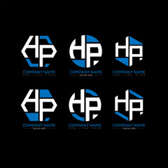 Obraz premium HP letter logo set design.HP monogram polygonal and circle shape vector. HP unique design. 