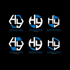 Obraz premium HY letter logo set design.HY monogram polygonal and circle shape vector. HY unique design. 