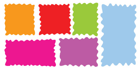 Colorful rectangle doodle shape collection. Hand drawn quote frame set.