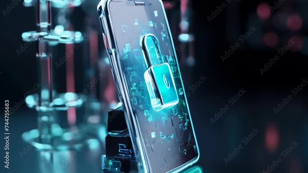 Aufkleber A cell phone with a lock on the screen, suitable for technology and security concepts.