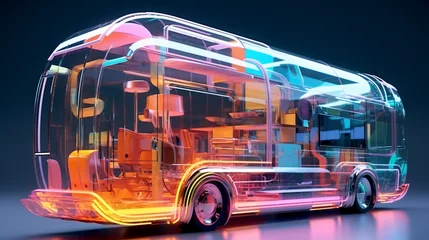 Foto auf Acrylglas Londoner roter Bus 3D Rendering of a Futuristic Transparent RV