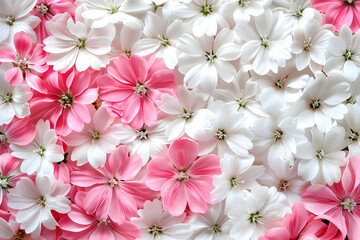 Background with white and pink flowers for greeting card design. Postcard for International Women's Day and Mother's Day. Banner.