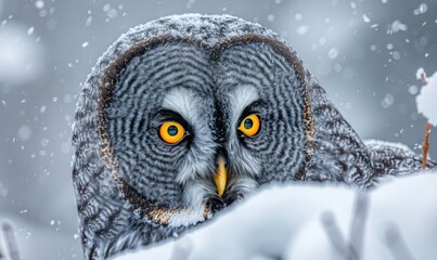 bird, owl, animal, closeup, eye, portrait, nature, wild, wildlife, background. close up portrait of completely white beautiful colorful owl with colorful feathers and eye yellow generated via AI.