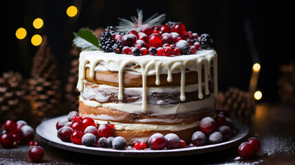 A Festive Christmas Celebration Embodied in a Cake