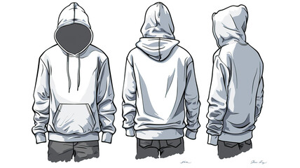 set of front and back view tee  hoodie