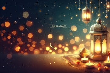 Fototapeta na wymiar ramadan kareem. crescent and stars islamic lantern for eid mubarak greeting cover card.