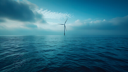 Offshore Vertical Axis Wind Turbine Farm: Coastal Energy Harvesting - obrazy, fototapety, plakaty
