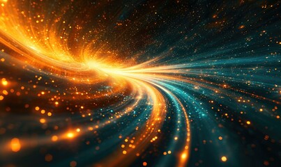 An abstract theme of a star trail of light, in the style of sci-fi inspired futurism. Amazing abstract wallpaper.