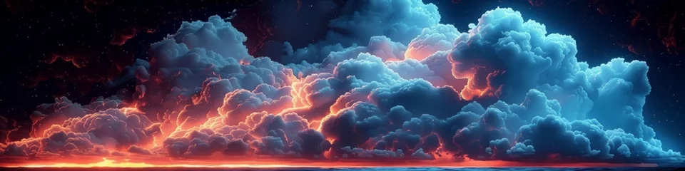 Poster Surreal cloud formation over a fiery horizon, blending a vivid dreamscape with natural phenomena for imaginative art and design concepts © Ross