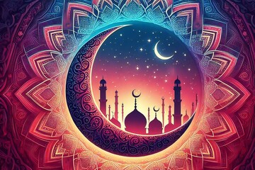 ramadan kareem background with crescent moon.