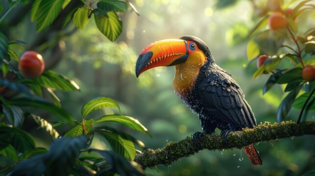 bird, wild, wildlife, forest, hornbill, nature, tropical, animal, couple, feather. hornbill with colorful feathered creatures in a rainforest. hornbill feathered with tropical plants in background.