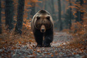 animal, bear, forest, mammal, nature, wildlife, big, brown bear, wild, background. close up to big...