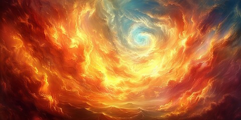 Surreal Sky with a Swirling Firestorm, Resembling an Apocalyptic Scene - obrazy, fototapety, plakaty