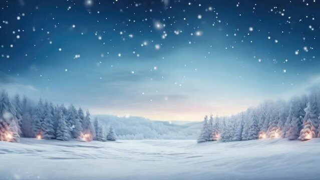 Winter scene with snow-covered trees, ideal for seasonal backgrounds.