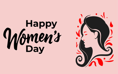 Happy Women Day 8 March girl cutout greeting card stock illustration. Happy Women's Day Typographical Design Elements